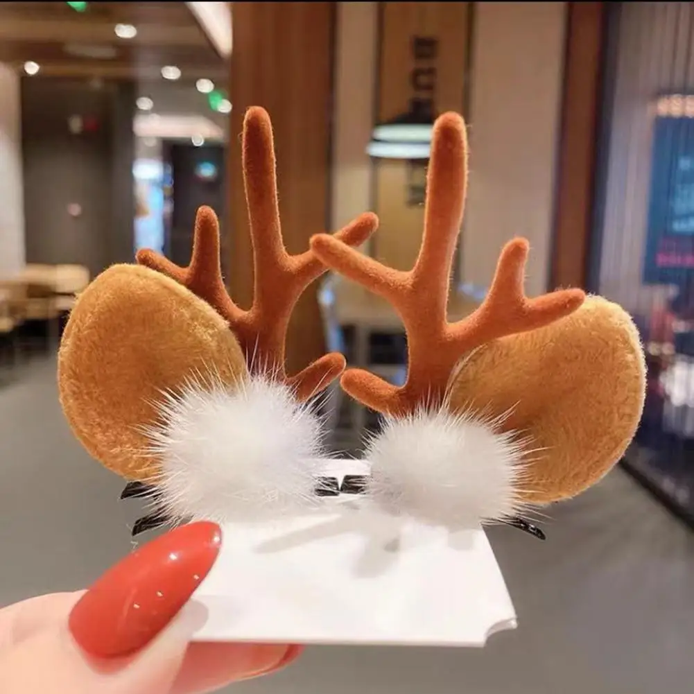 

1 Pair Vivid Appearance No Odor Decorative Festival Antler Hair Clips Hair Accessories Gifts Antler Hair Clips for Women