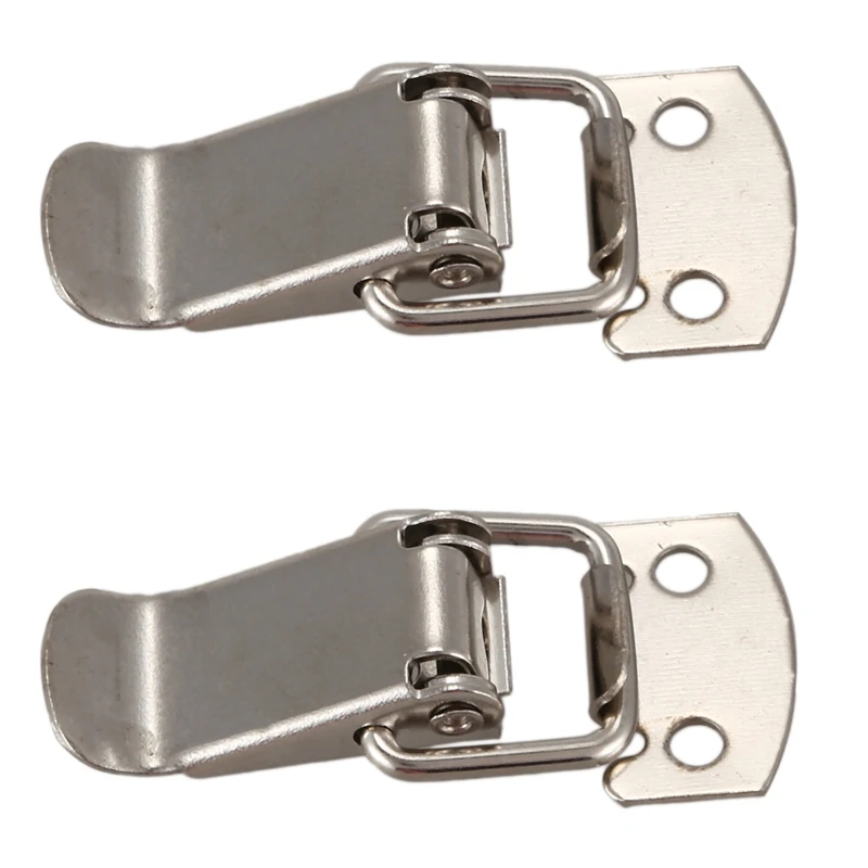 

2X Silver Tone Metal Toggle Draw Latch Straight Loop Catch 1.6 Inch