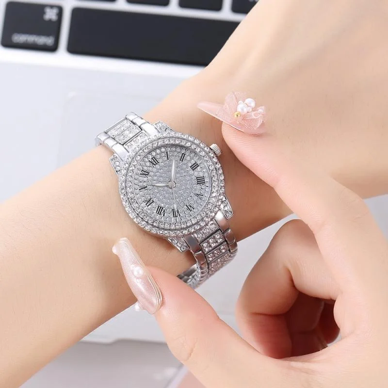 Casual elegant All-Star women's quartz watch shiny exquisite zircon mechanical women's watch fashion folding table buckle table