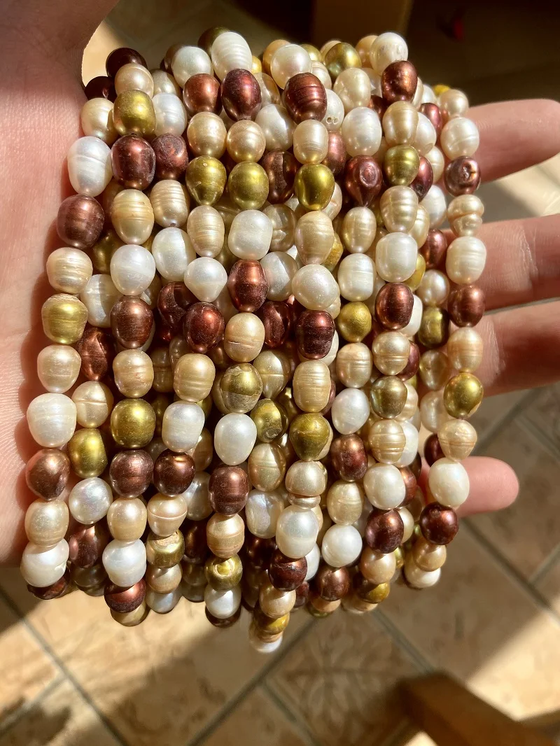 

Wholesale About 15"7-8mm Natural Sea Multicolor Pearl Unfinished Nekclace DIY Jewelry Single Strand Women Pearl Necklace