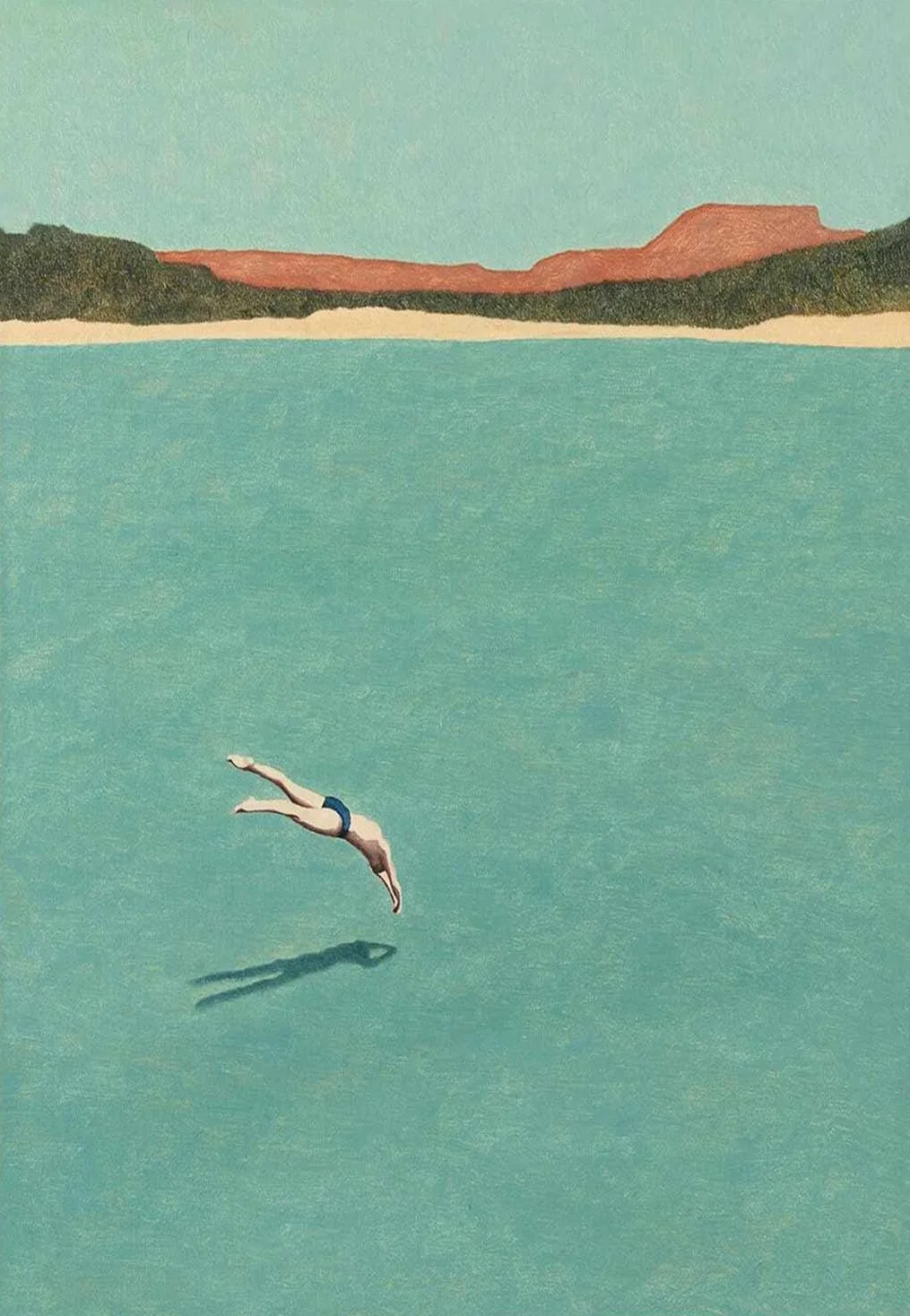 

Винтажный зелёный пейзаж моря на холсте