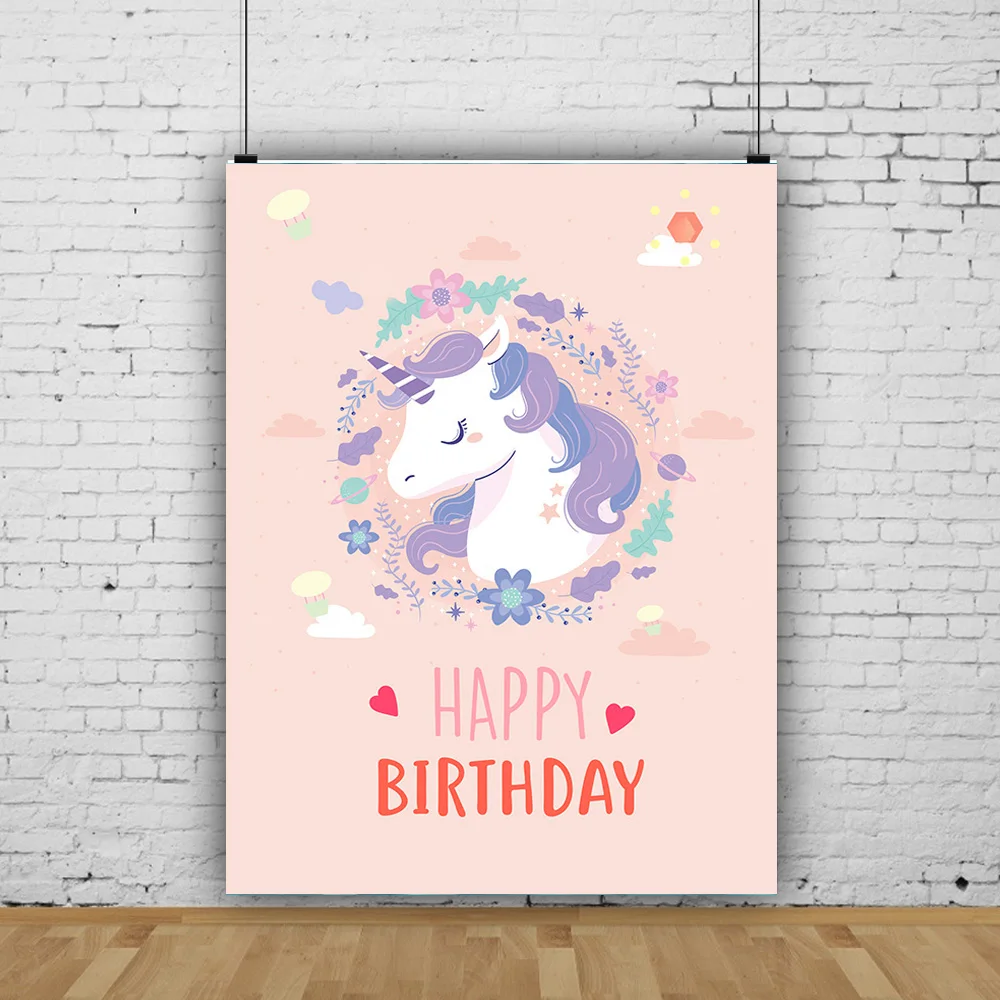 

SHUOZHIKE Colorful Unicorn Birthday Party Flowers Rainbow Animal Newborn Photography Background Props DJS-01