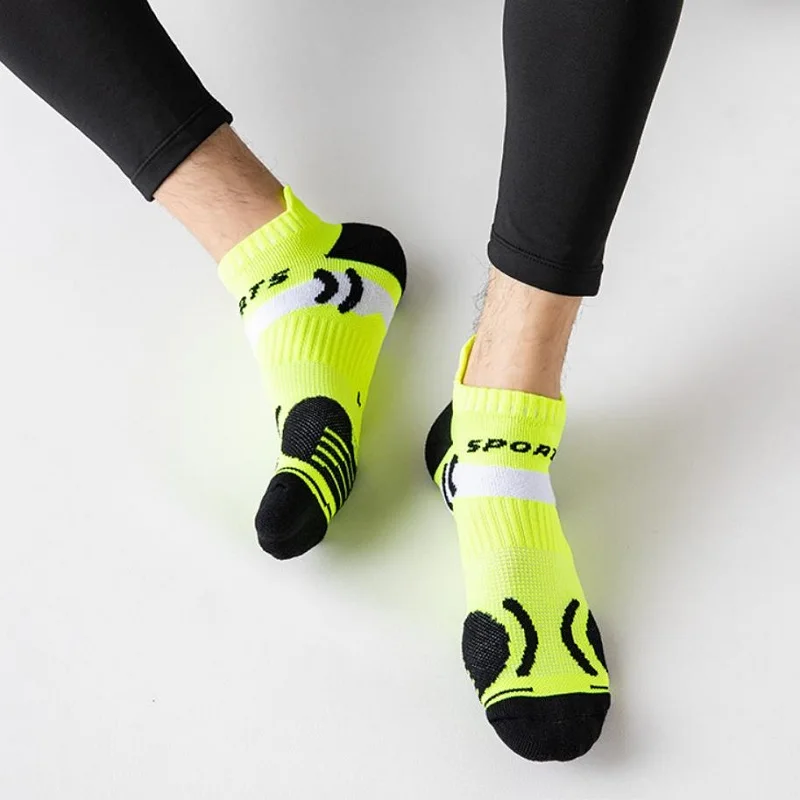 4 Pairs Sports Running Socks Men Women Towel Thick Mesh Casual Breathable Anti-slip Short Tube Socks Sweat-Absorbent Ankle Socks