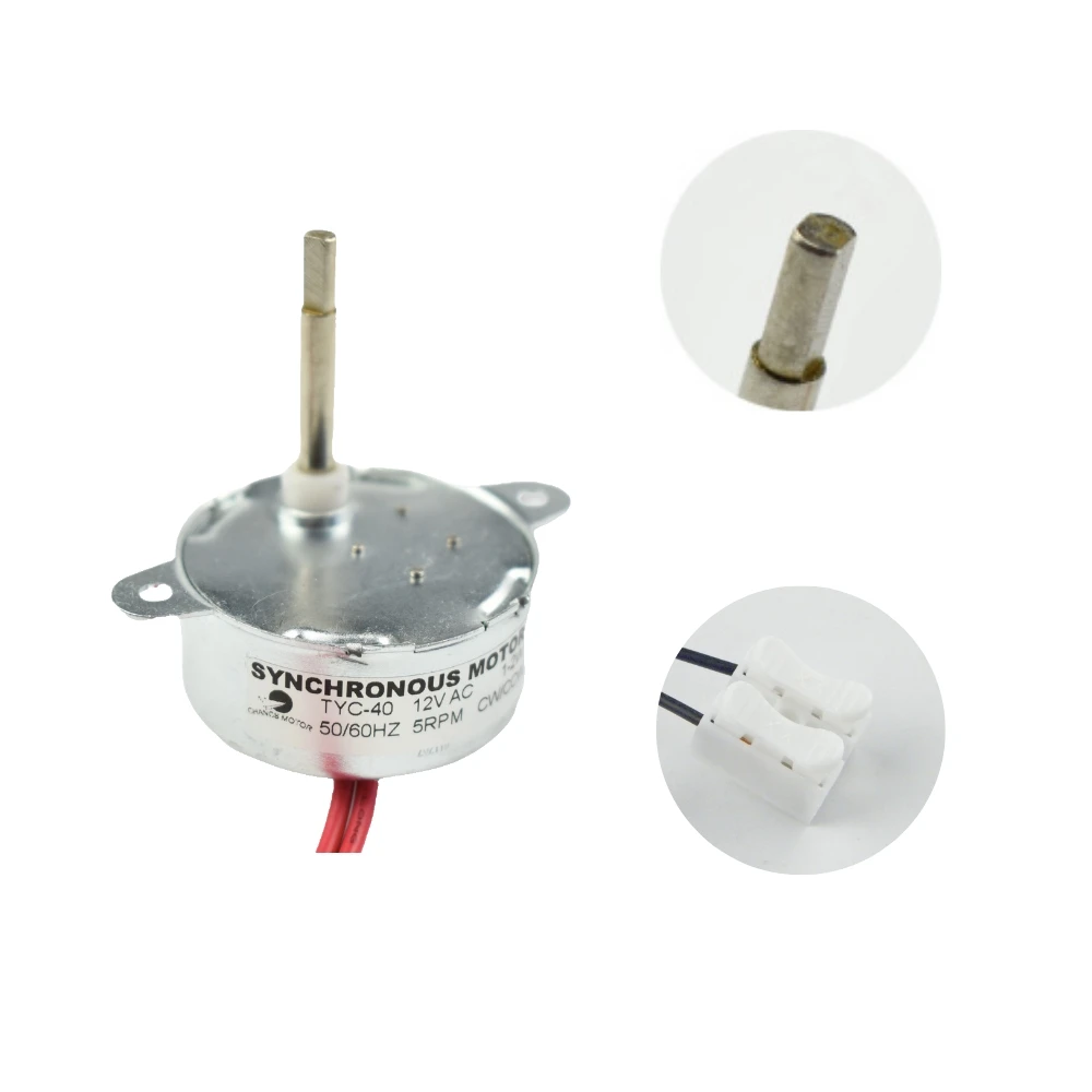 

CHANCS Synchronous Motor TYC-40 AC 12V 5RPM CW/CCW Flat Shaft 35MM for Fiber Optic Light Christmas Ornamen