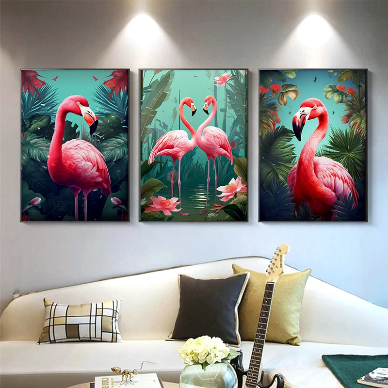 Растительный тропический сад экзотический Тигр Леопард Фламинго животные