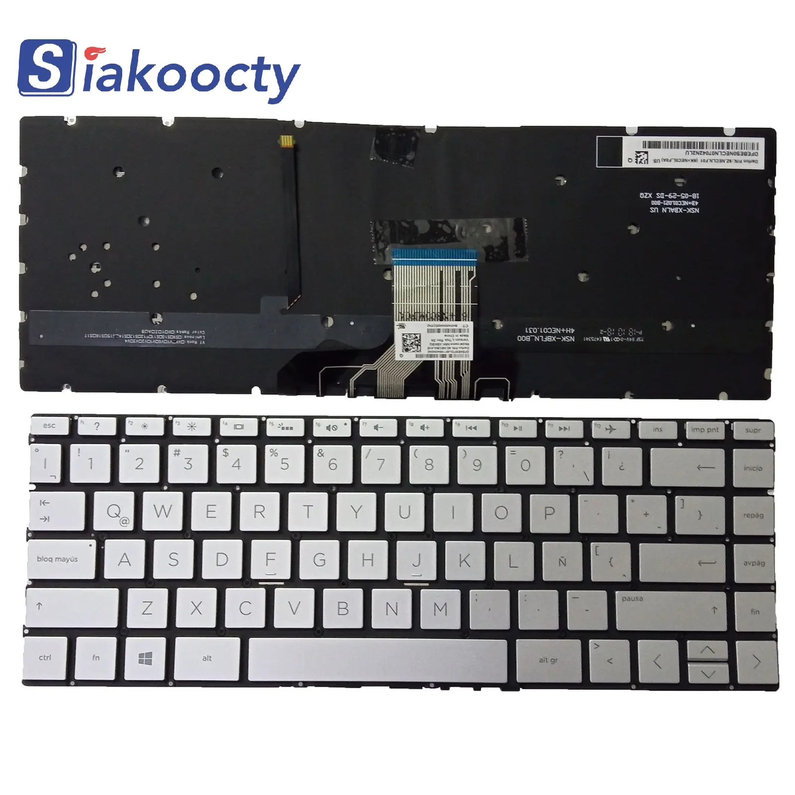 Новая Серебристая клавиатура с подсветкой для HP Spectre 13-AF 13-af000 13-af500
