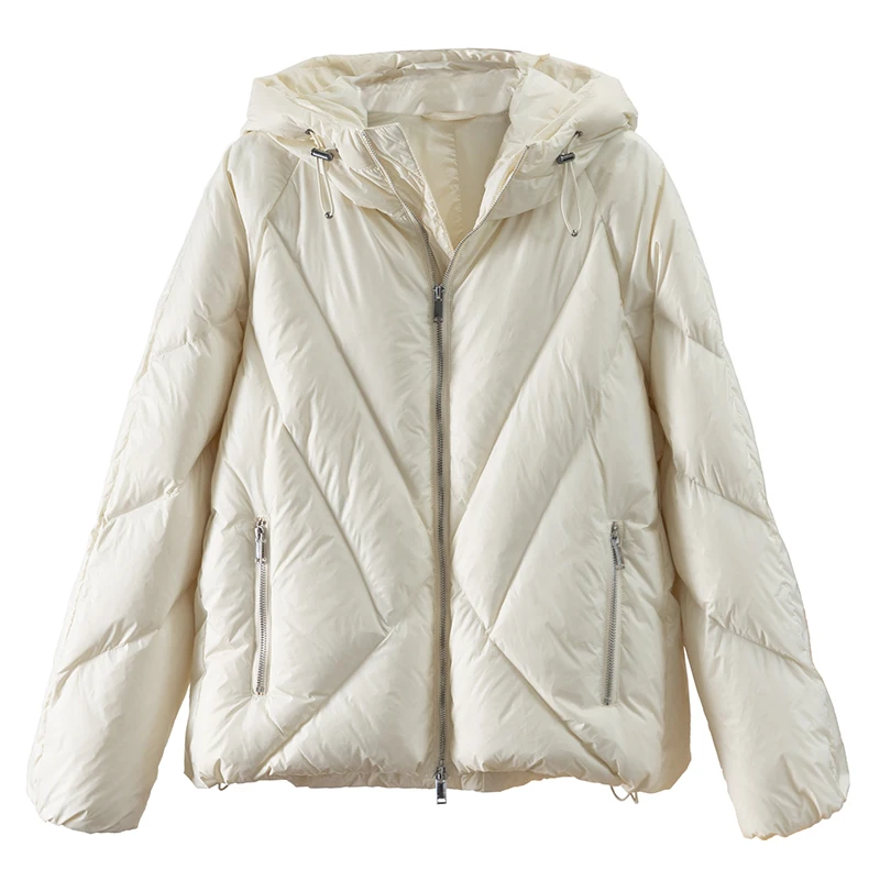 High Quality 90%  White Duck Down  Casaco Feminino  Abrigos  Casual  Winter  Zipper  Wide-waisted  Jacket Coat Women