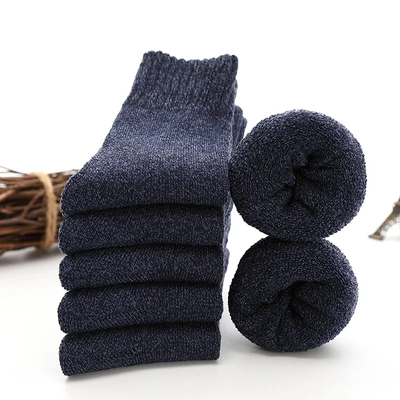 5 Pairs Thicken Wool Socks Men High Quality Heated Towel Terry Keep Warm Winter Socks For Man Thermal Socks Cotton Size 38-45