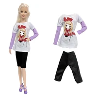 nk official 1 pcs outfit cute pattern shirt fashion trouseres modern clothes for barbie doll accessories dressing up toys