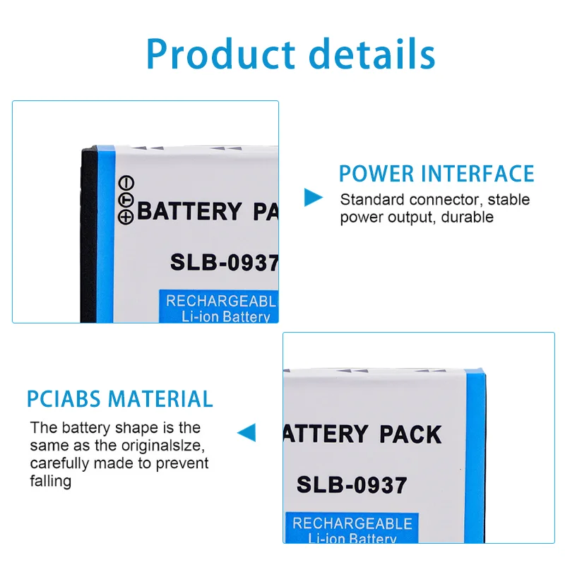 Фото Аккумулятор Li-ion SLB 0937 3.7V 900mAh высокой емкости для камер Samsung I8 L730 L830 NV33 NV4 PL10 ST10, долговечный и безопасный. №3