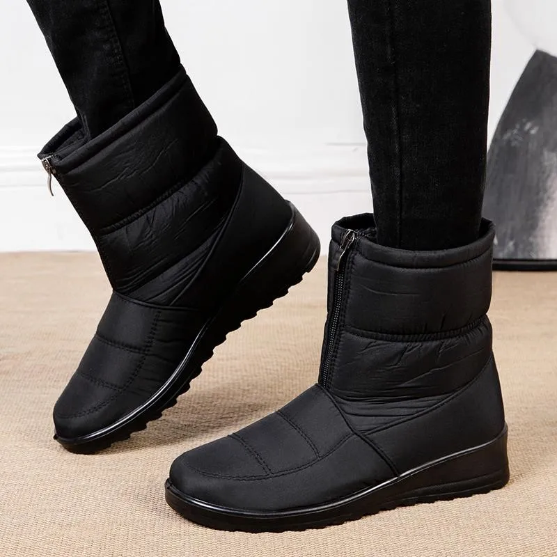 2022 New Women Boots Keep Warm Ladies Shoes Zipper Women's Boots Comfortable Ankle Boots Flat Casual Botas Mujer Winter Footwear