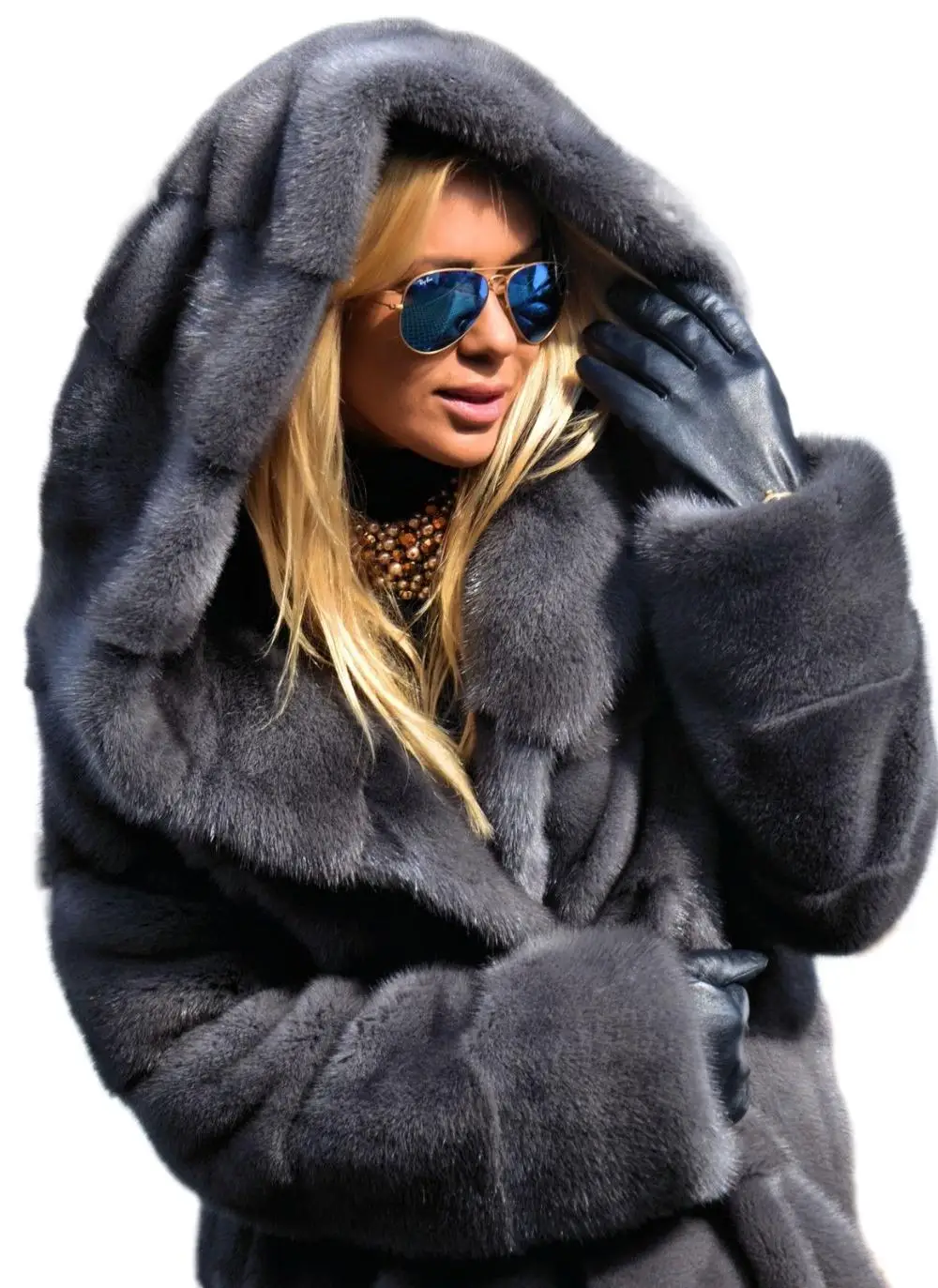 Mink Fur Coat For Women Winter Real Fur Jacket With Hoods Nature Full Pelt Mink Fashion Outerwear Ladies Cold-Resistant Overcoat