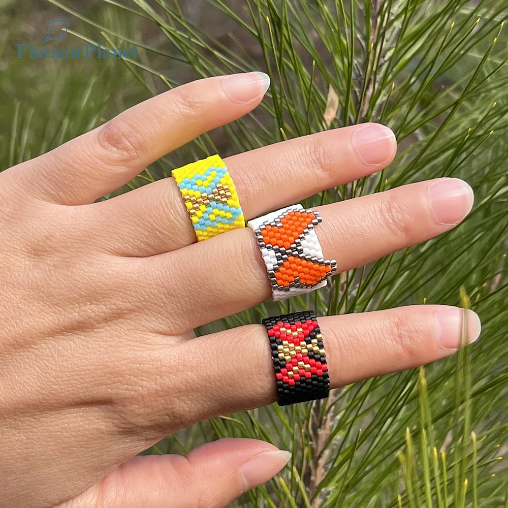 Бисерные, в стиле Бохо кольцо с бусинами бабочки кольцо с бусинами милое кольцо с бусинами