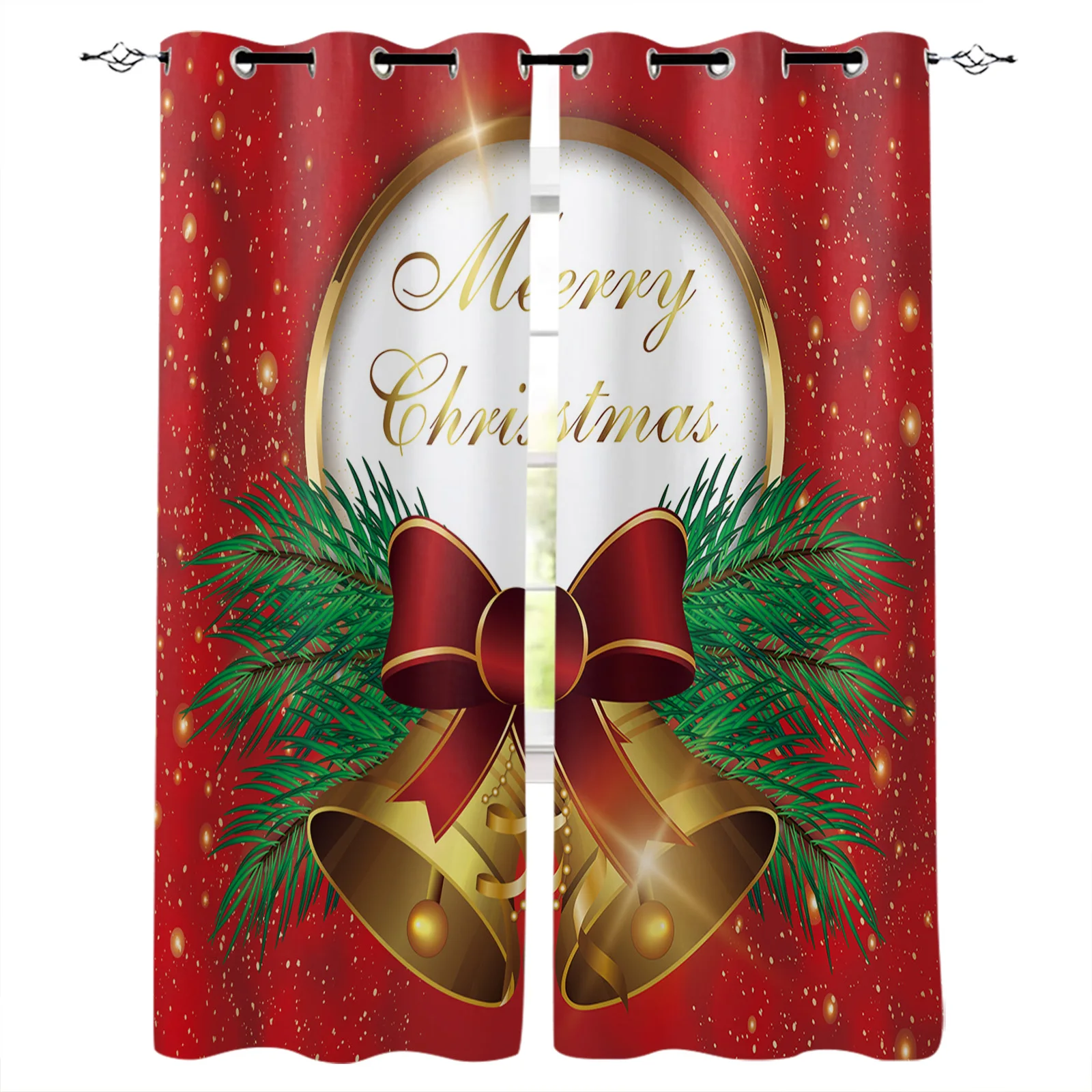 

Рождественские колокольчики, ветки сосны, занавески для гостиной, детской спальни, декоративные оконные занавески, кухонные шторы