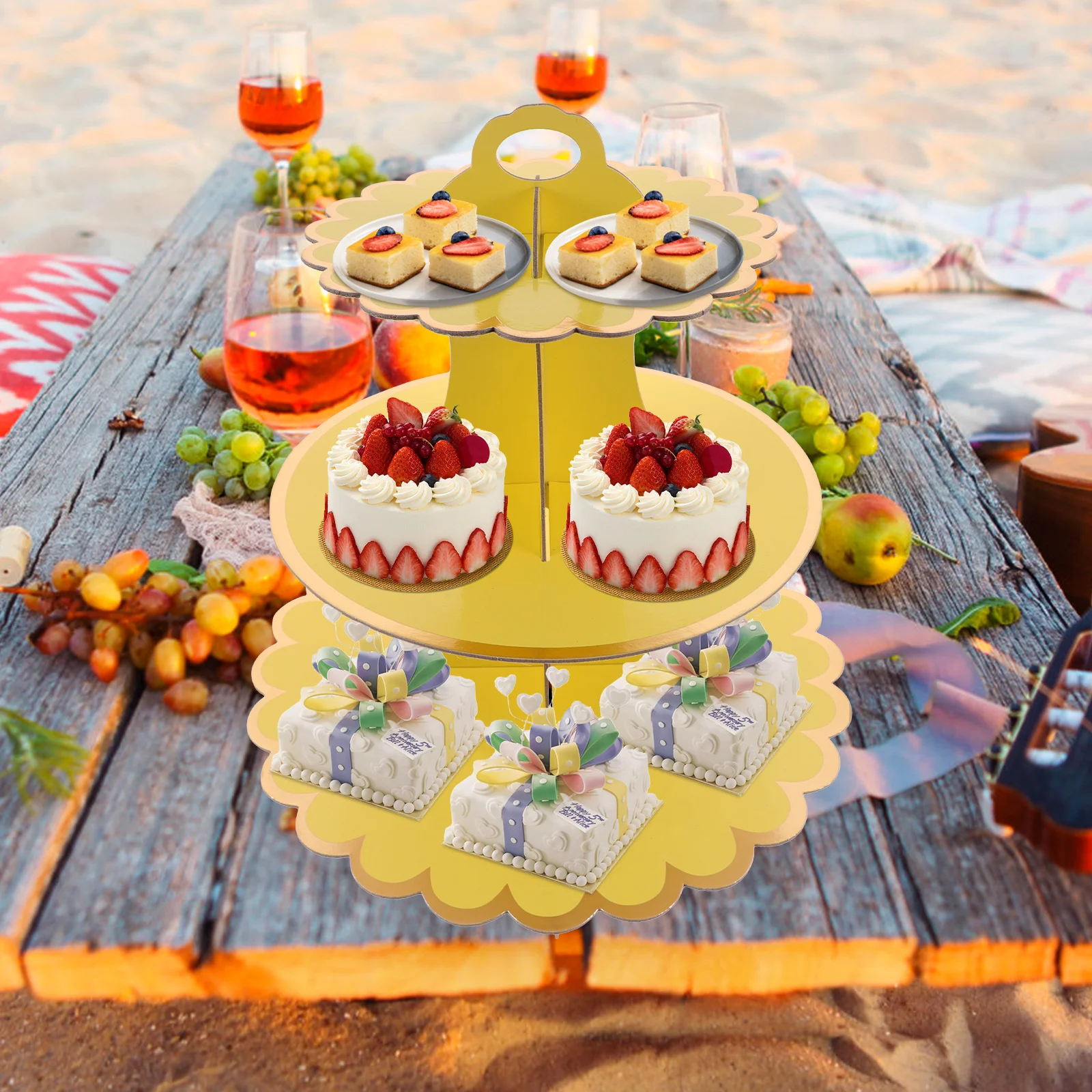 Тройное блюдо трехъярусная подставка для торта полки дисплея 3-уровневый