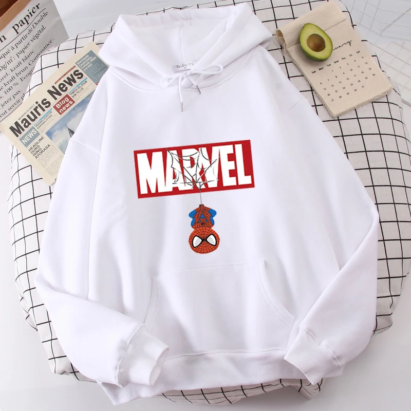 

Marvel Super Hero Spiderman Hooded Sweatshirt Hoodies Pullover Clothes The Avengers Harajuku Men Women Autumn Winter Unisex Tops