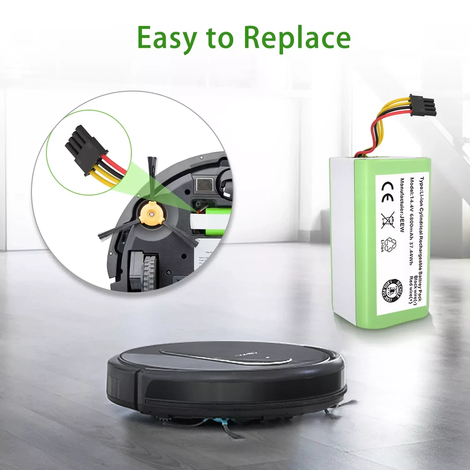 

2022 new 14.4v 6800mAh Li-Ion Battery for Cecotec Conga 1290 1390 1490 1590 Vacuum Cleaner Genio deluxe 370 gutrend echo 520