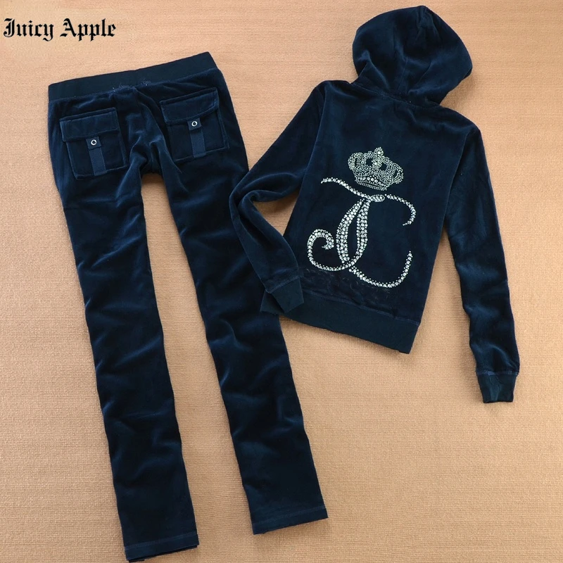 Juicy Apple Tracksuit Women 2022 Fashion Sport Suit 2Pcs Set Long Sleeve Zip Up Jacket+Jogger Pants Sweatpants Streetwear Outfit