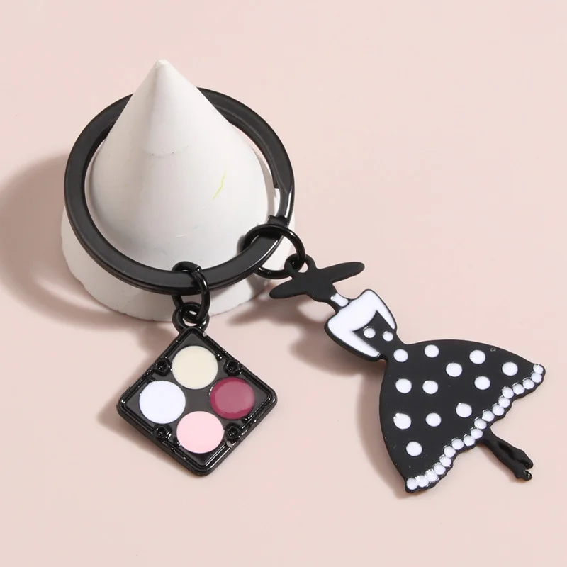 

Eyeshadow Tray Lipstick Key Ring Girlfriends Gift Bestie KeyChain Unique Women Charm Pendant Accessories Jewelry Gift
