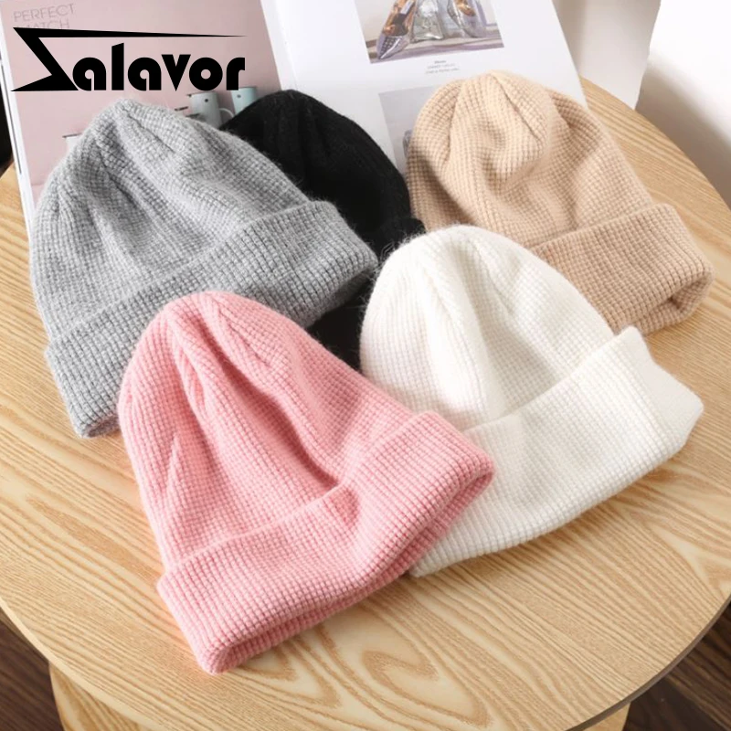 

ZALAVOR Women Knitted Caps 2022 Winter Fashion Warm Beanie Cap For Men Outdoor Sports Skullies Solid Color Brimless Couple Hats