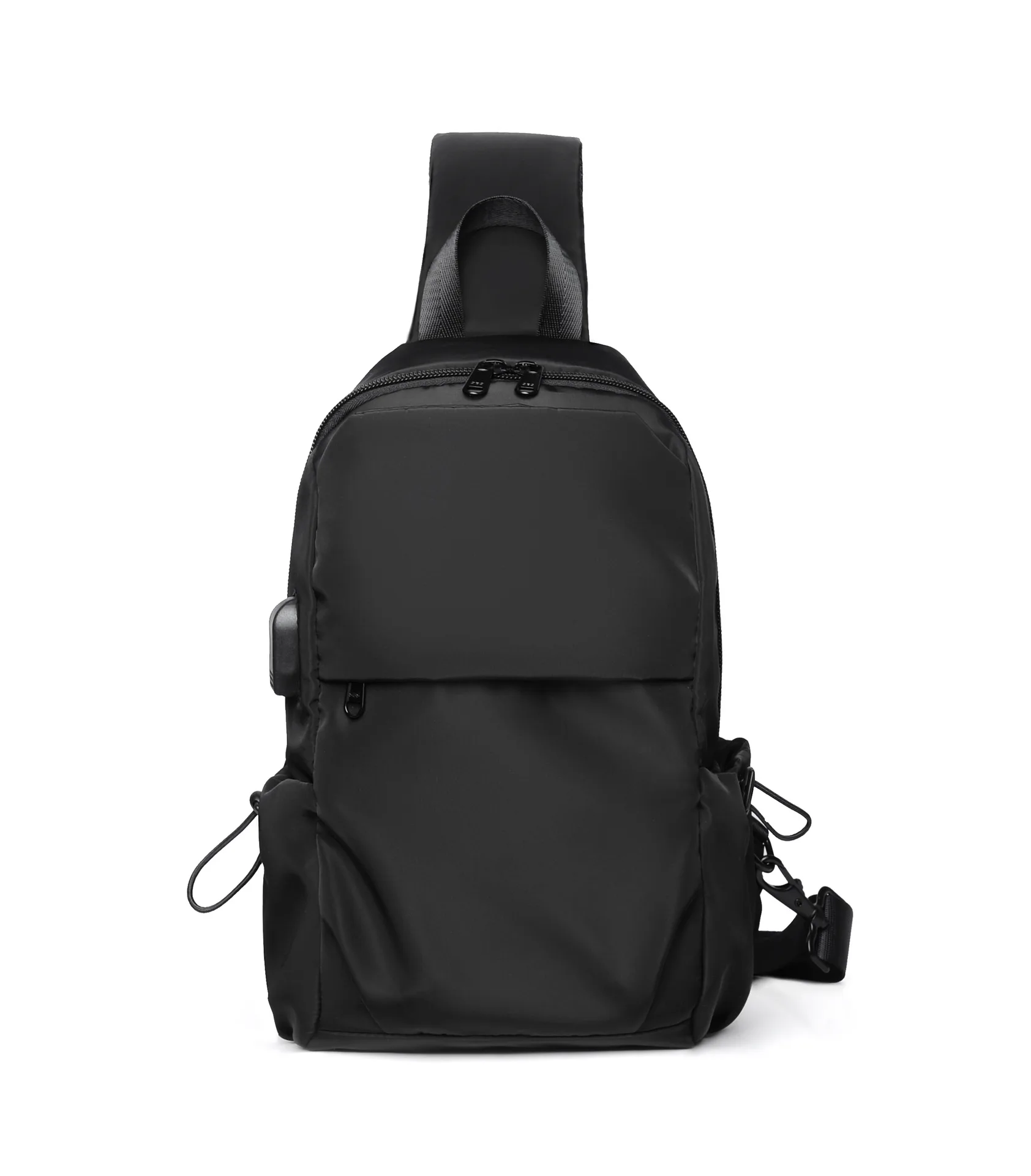 

New Polyester Grey Chest Bag Usb Charging Tablet Shoulder Bag Diagonal Bag