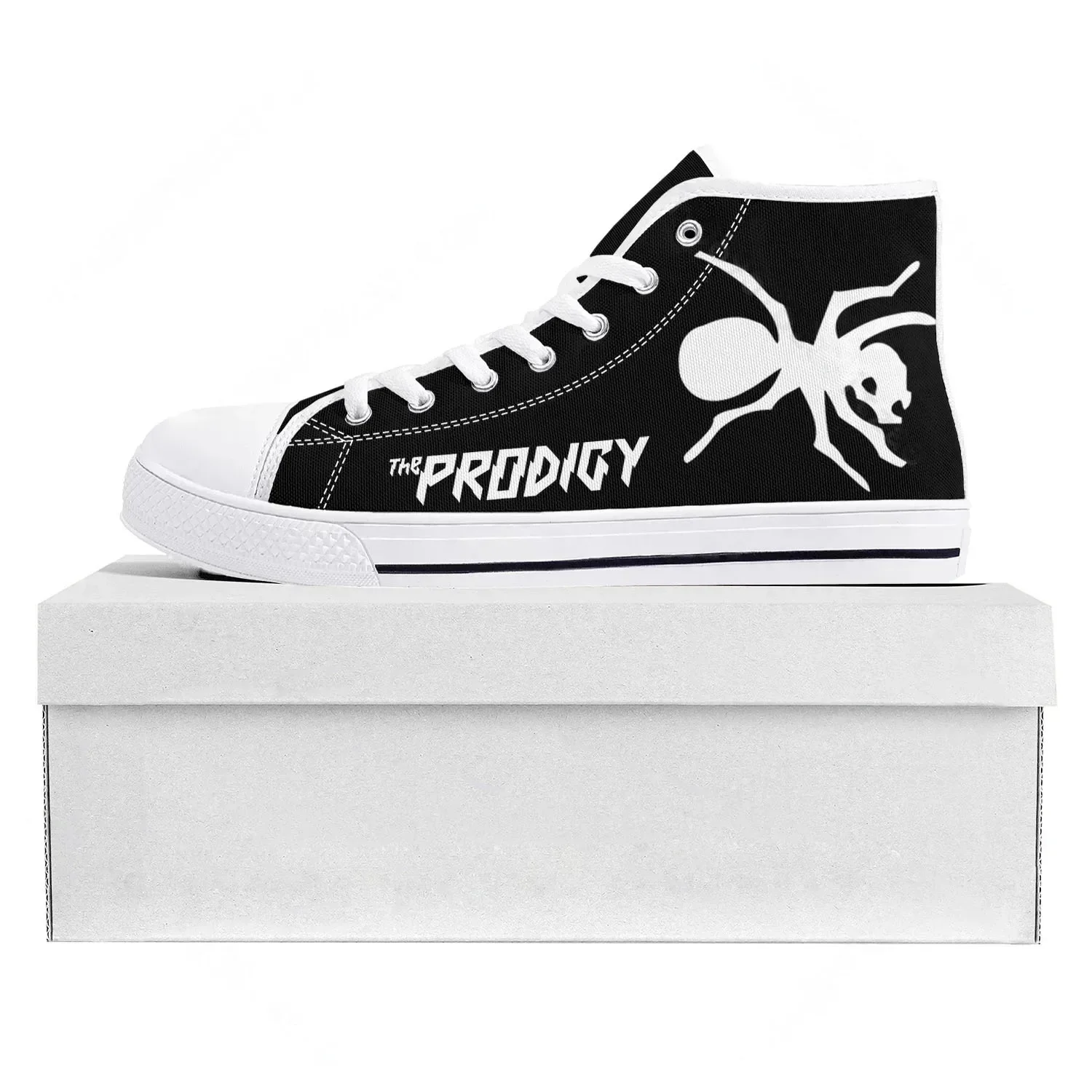 Фото Кроссовки The Prodigy Rock Band Punk High Top высокого качества для мужчин, женщин и подростков, повседневные кеды из канваса, обувь для пар, индивидуальный дизайн №2