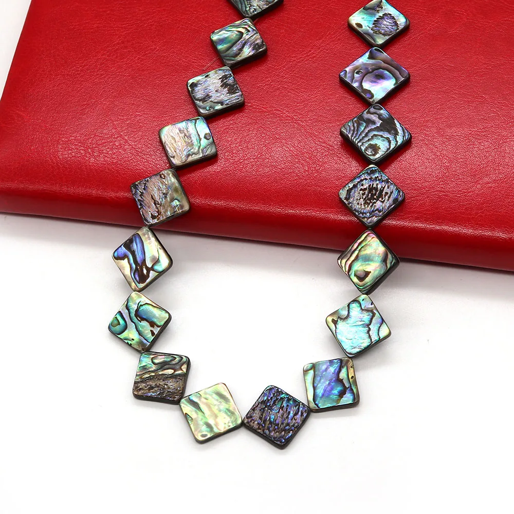 

Diagonal Square Natural Abalone Beads 8-18mm Fashion Ladies Charm DIY Fashion Making Bracelet Necklace Earrings Accessories