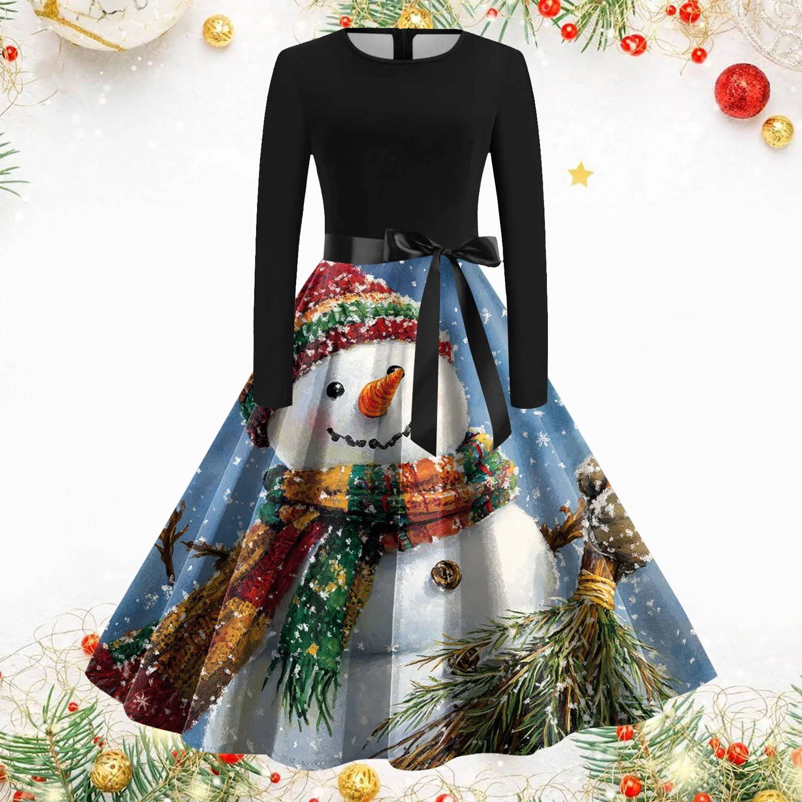 Винтажное рождественское платье для женщин рождественские костюмы зима 2025