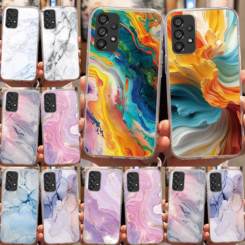 Элегантный пастельный мраморный чехол для телефона Samsung Galaxy A81 A73 A52 A52S A53 Note 10 Pro Lite