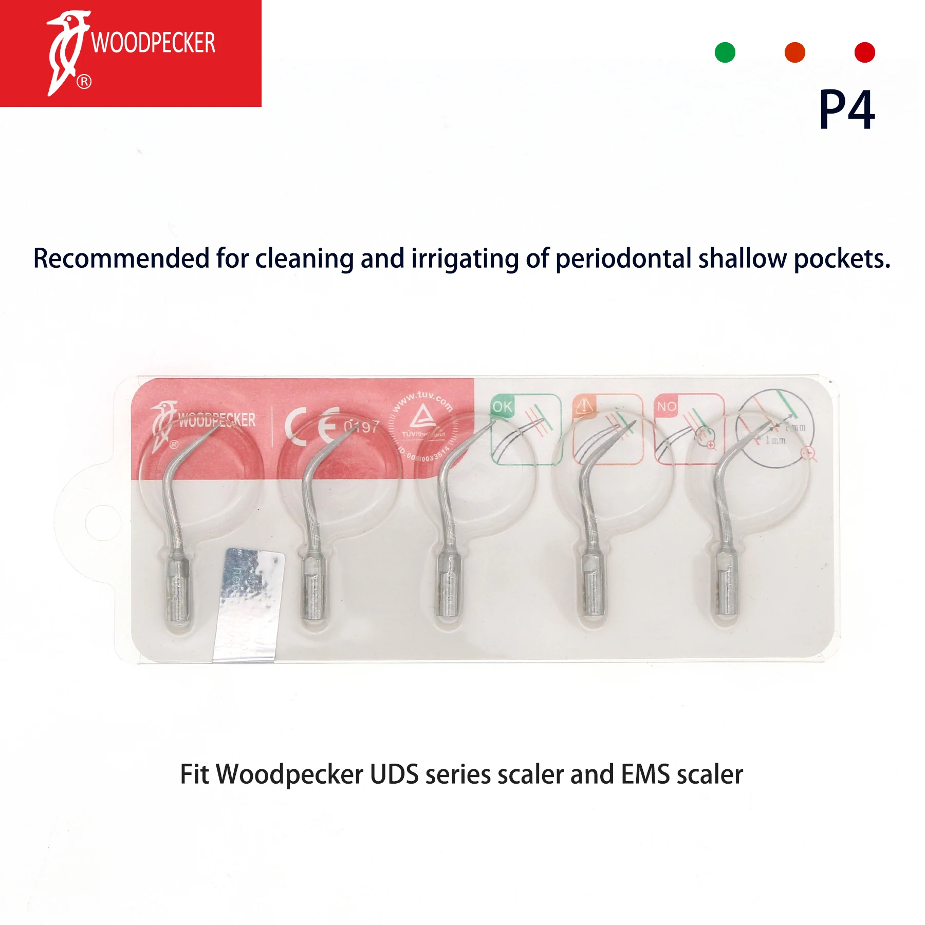 

Woodpecker Dental Tip P4 Fit for Ultrasonic Piezo Scaler UDS EMS Handpieces