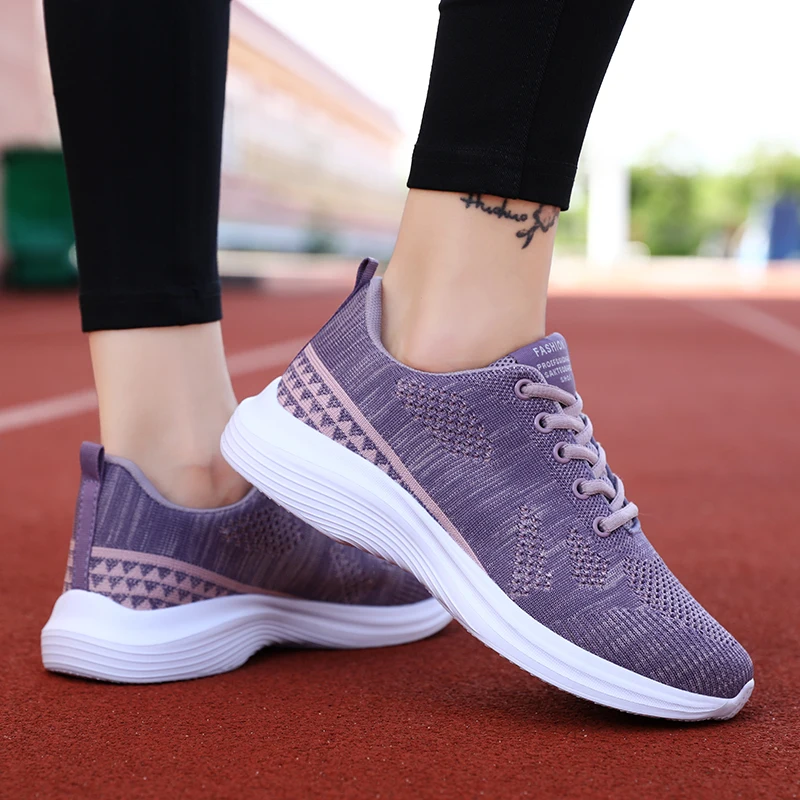 AIRAVATA Sneakers Woman Running Shoe Mesh Breathable Mesh Flat Casual Outdoor Walking Shoes zapatillas deportivas mujer