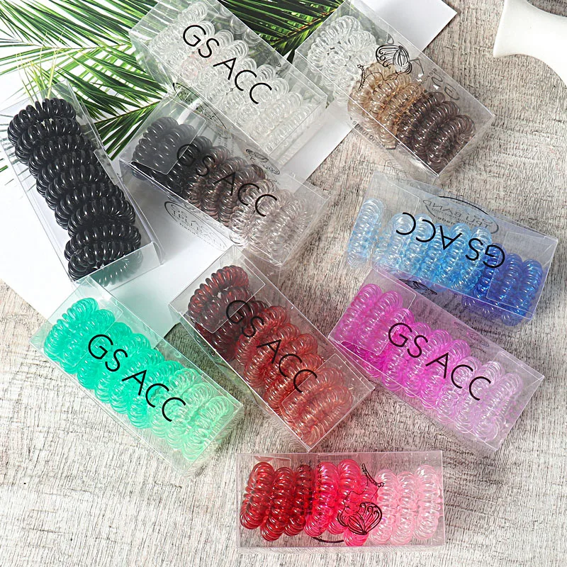 

12PCS Telephone Wire Elastic Hair Bands For Girls Gradient Color Headwear Ponytail Holder Rubber Bands Women Hair Accessories
