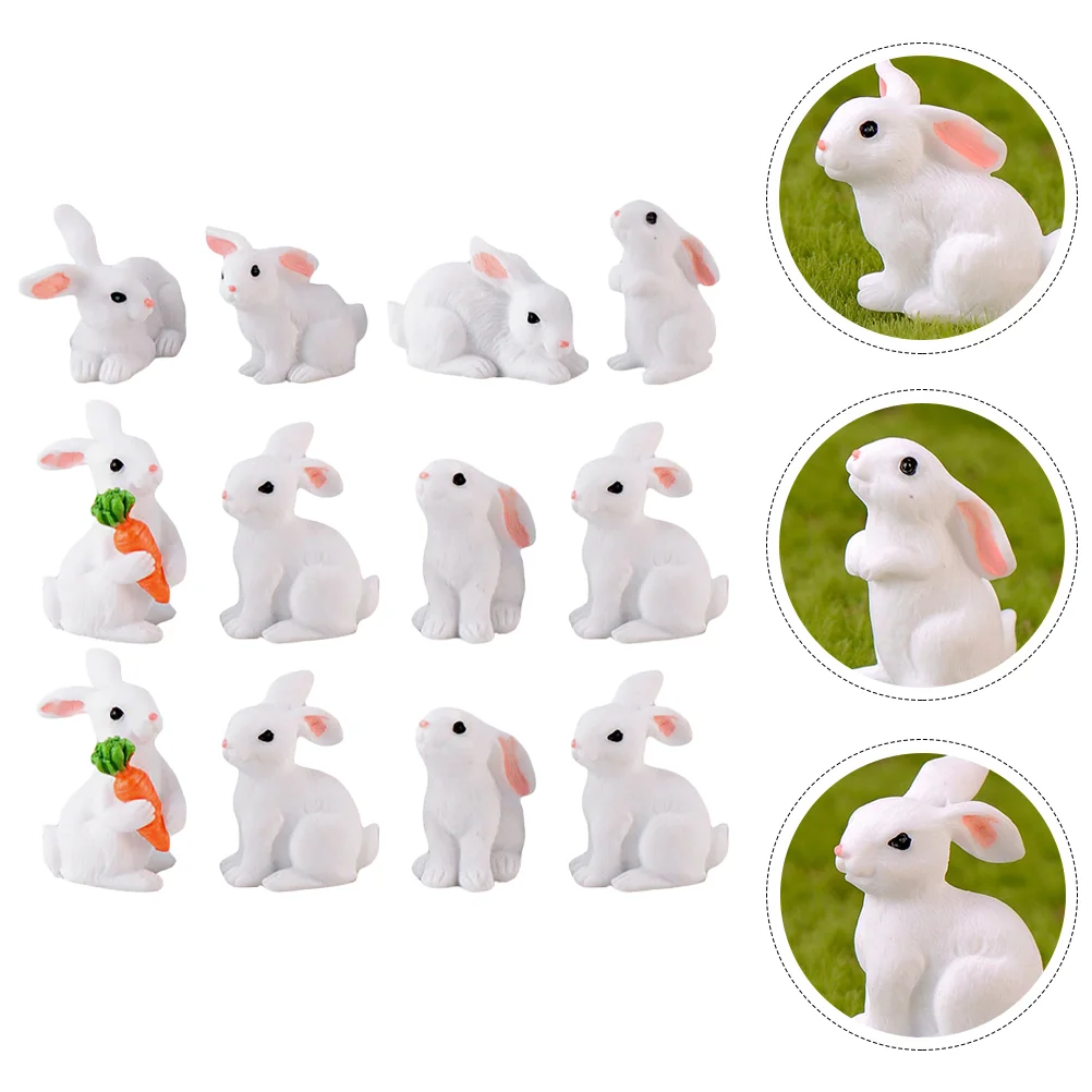 

Rabbit Mini Easter Bunny Figurines Miniature Figurine Figures Resin Cake Figure Decor Rabbits Topper Crafts Models New Ornament