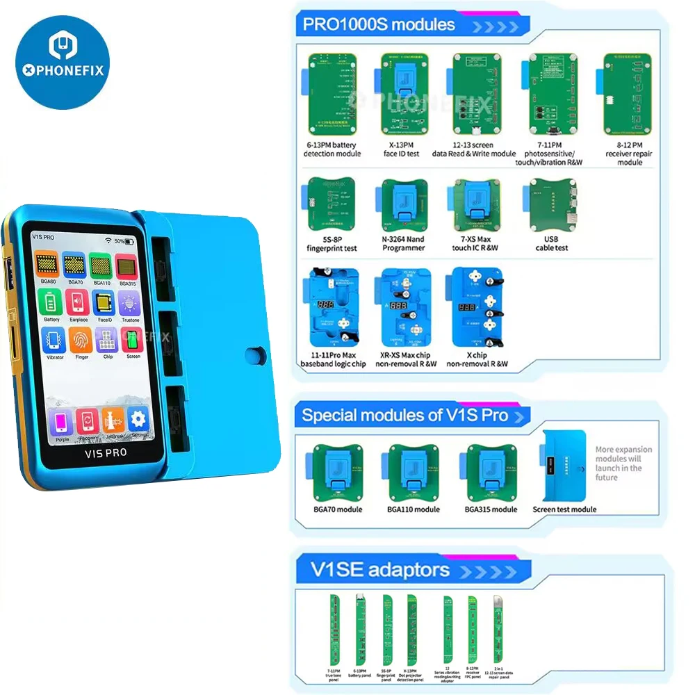 

Программатор JC V1S PRO BGA315 BGA110, для iPhone 6-14PM, восстановление батареи, True Tone, совместим со старыми модулями PRO1000S и V1SE