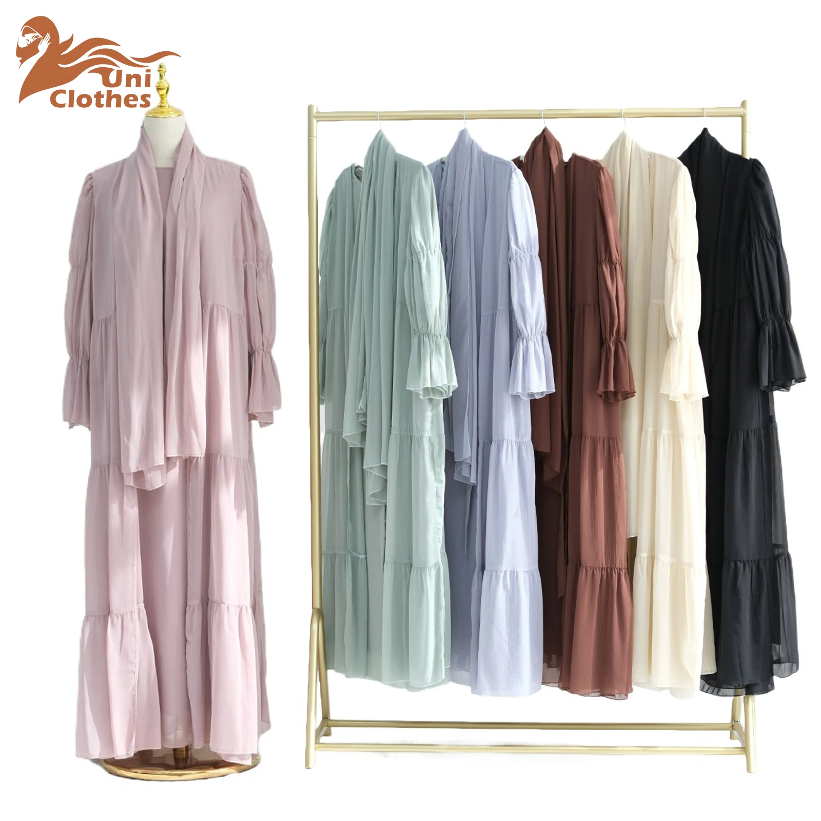 UNI Ramadan Одежда Комплект из 3 предметов Мусульманская женская Абая с Худжабом Femme