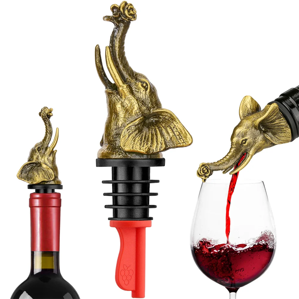 Винтажная металлическая пробка для бутылки вина со слоном