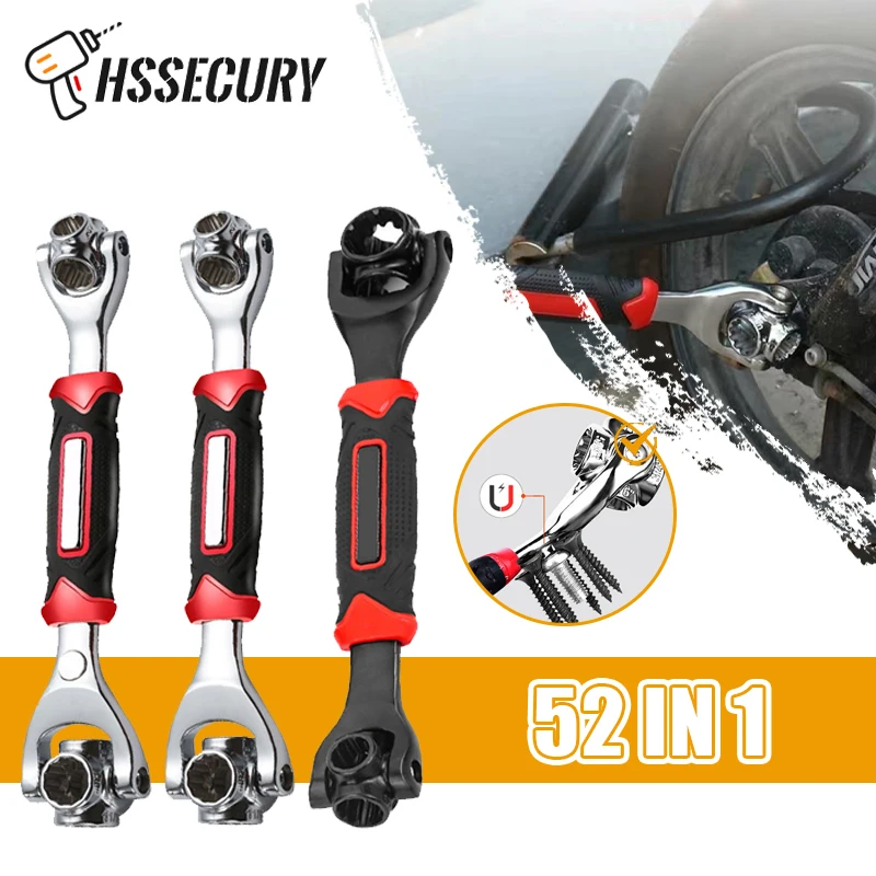 

52 In 1 Multipurpose Wrench 360 Degree Rotation Ratchet Spline Bolts Sleeve Hand Tools Universial Furniture Car Repair Spanner