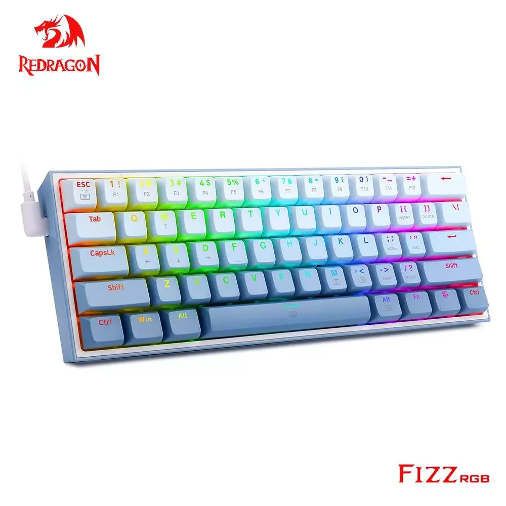 

NEW2023 Fizz K617 RGB USB Mini Mechanical Gaming Wired Keyboard 61 Key Gamer for Computer PC Laptop detachable cable