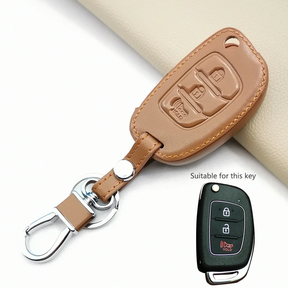 

Флип-чехол кожаный для автомобильного ключа-брелка Hyundai Creta I10 I20 Tucson Elantra Santa Fe 2016 2017