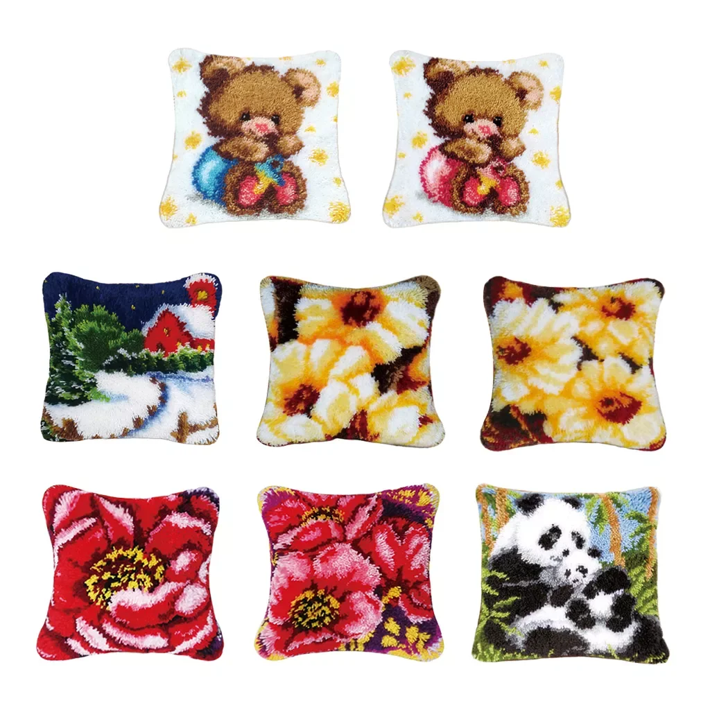 

Latch Hook Rug Kits DIY Embroidery Cross Stitch Needlework Cushion Pillow Mat