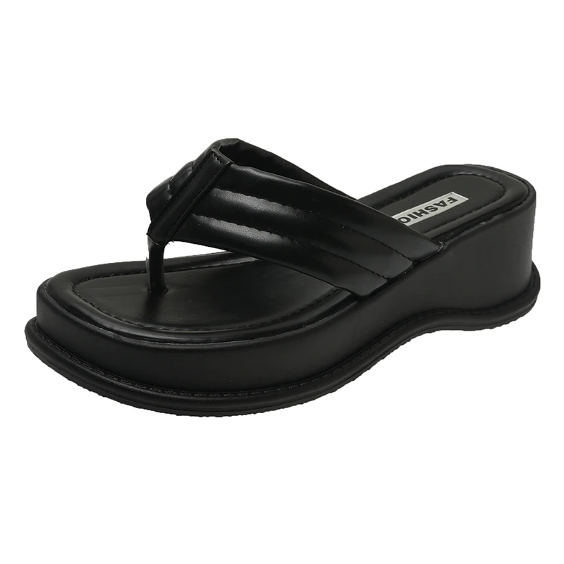 

Flat Shoes Party Woman Fashion Women's Sandals 2023 Summer Flip Flops High Heels Wedge Sexy Elegant Medium Heel Luxury Platform