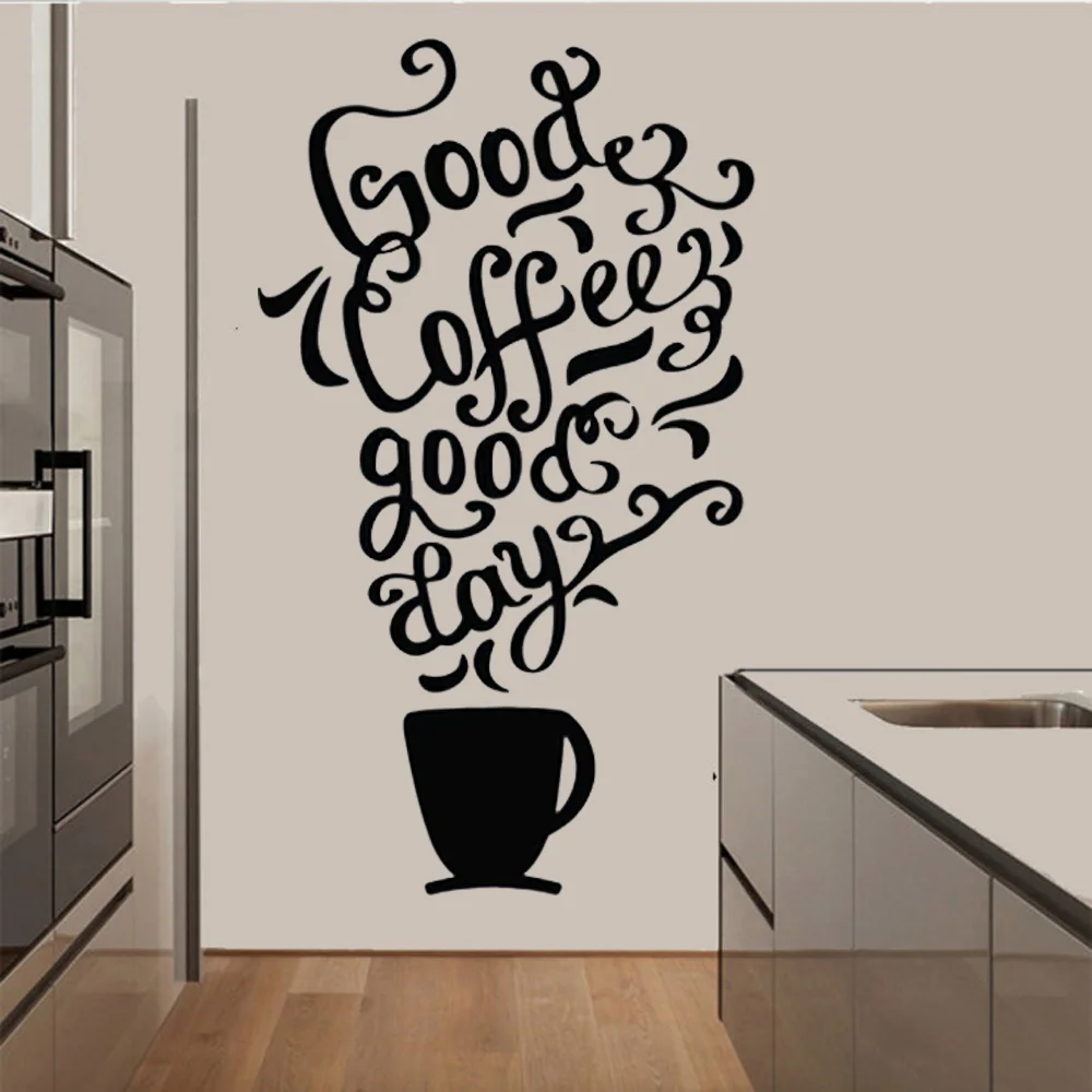 

Vinyl Wall Decal Quote Coffee Kitchen Shop Restaurant Cafe Art Stickers Unique Wallpaper Hand Carved Kitchen Stickers