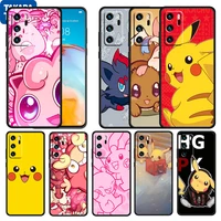 lovely pikachu cartoon for huawei p50 p20 p30 p40 5g p10 pro lite e plus p9 lite mini silicone soft black phone case cover capa