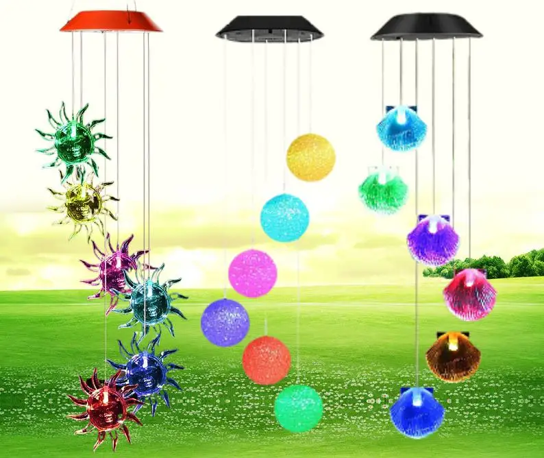Cross Border Solar Hummingbird Wind Chime Lamp Colorful Red Bird Butterfly Rice Ball Christmas Atmosphere Festival Lamp Outdoor