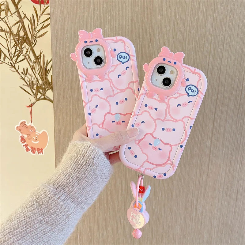 

Cute Sleepy Pig Rabbit Pendant Phone Case Cover for IPhone 14 Plus 11 12 13 14 Pro XR XS Max Shockproof Cases for IPhone 14 Case