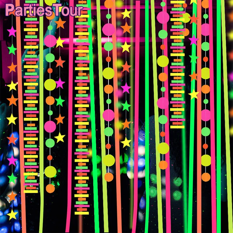 

10pack UV Reactive Glow Streamers Blacklight Party Streamer Decorations Neon Crepe Paper Black Light Party Supplies Accessories