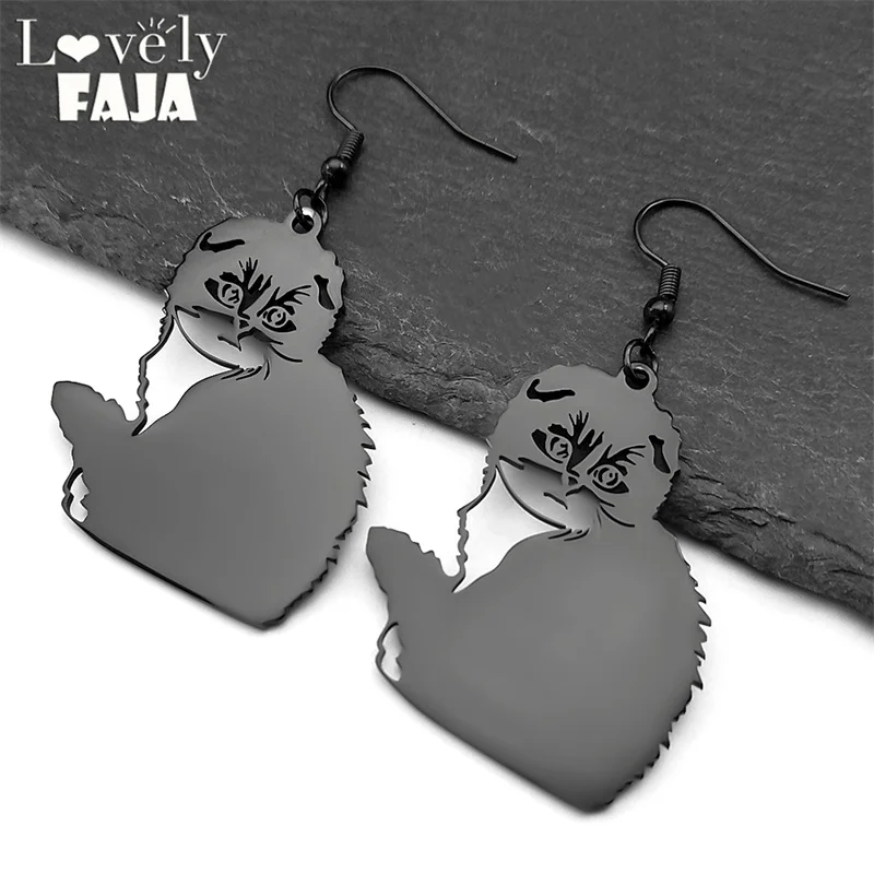 Прекрасные модные висячие серьги с изображением кота для женщин и мужчин полые