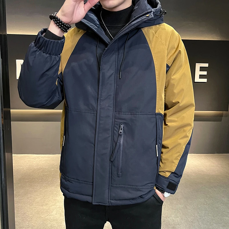 Man Jacket 2023 Winter Spring Duck Down Jackets Warm Hood Coats Men Fashion Outwear Outfits Windproof Pockets Parkas Streetwear