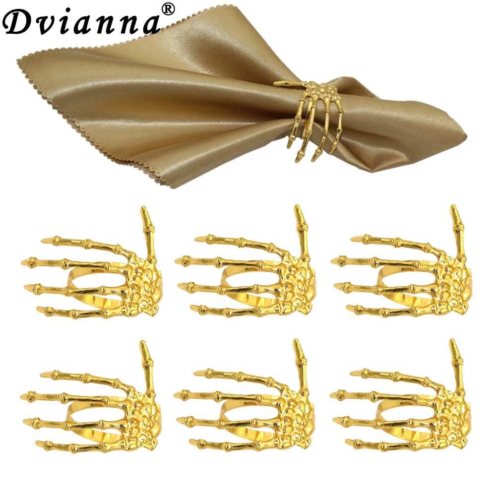 

6/12/24Pcs Halloween Napkin Rings Skeleton Hand Napkin Ring Holders for Dining Table for Halloween Thanksgivings Day HWH27