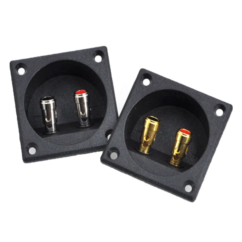 

Square Shape Double Binding Post Type Speaker Box Gold Terminal Cup